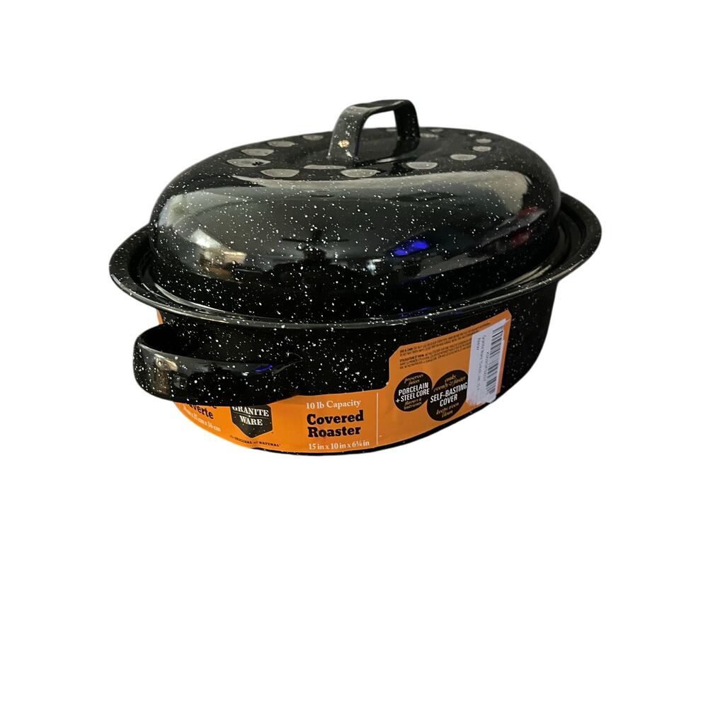Granite Ware 15” covered speckled roaster- New - Picture 2 of 3